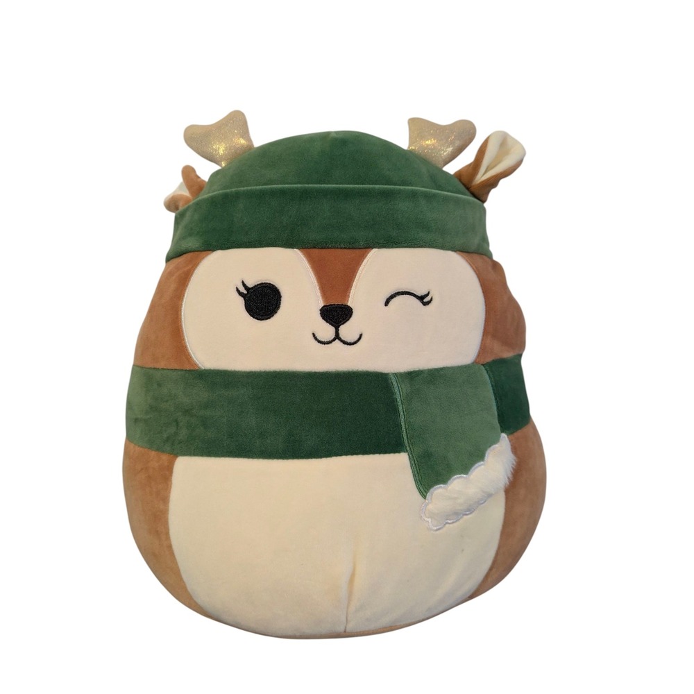Squishmallows Pax Holiday Reindeer Plushie Green Hat Scarf Kids‎